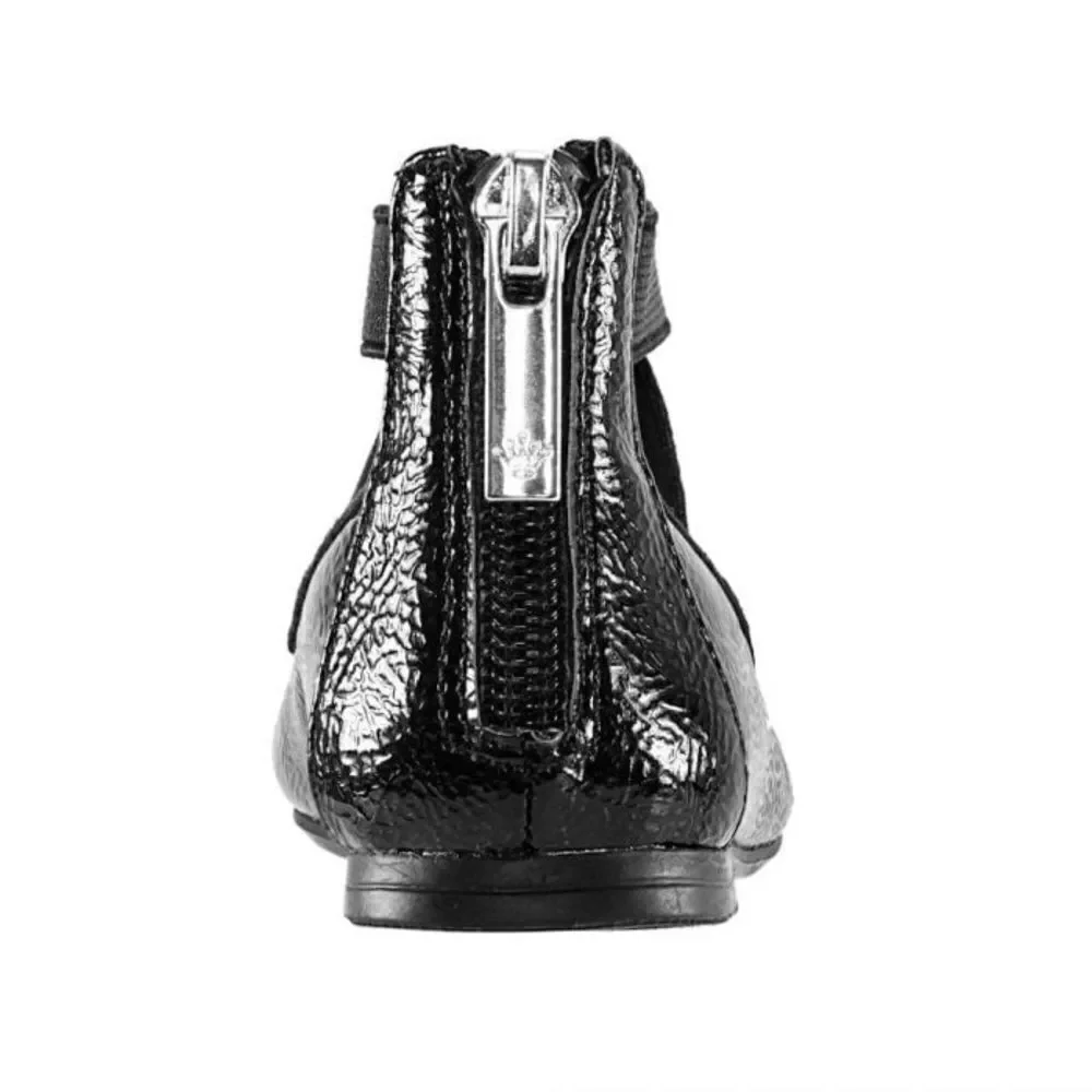 NINA MARISSA BLACK CRINKLE PATENT Mary Jane ballet flat dress shoe elastic 4